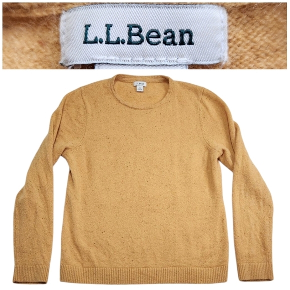 L.L. Bean Womens 100% Cashmere Long Sleeve Sweater Toffee Sz Medium Petite - Picture 1 of 9